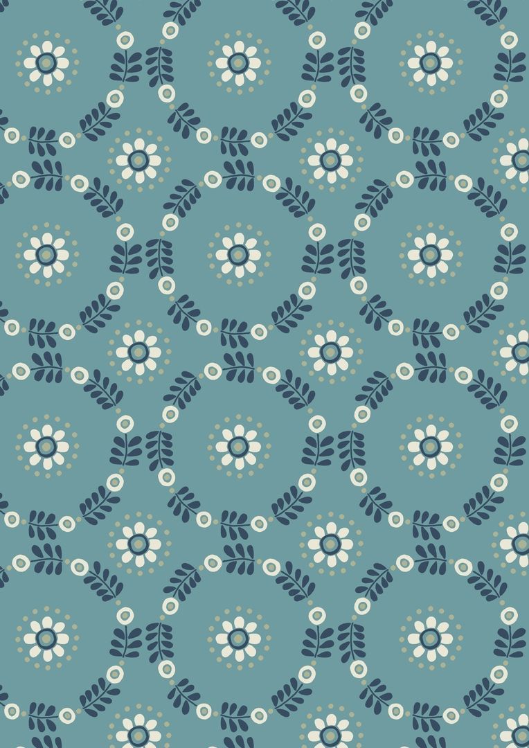 Lewis & Irene Home Sweet Home Daisy Chains On Blue 10 m Ballen, 112 cm breit, 100% Baumwolle