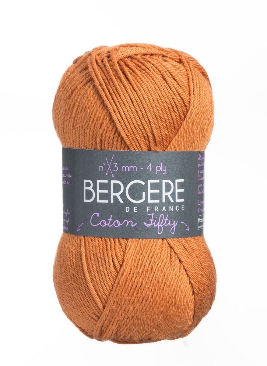 Bergere Coton Fifty 50% Cotton, 50% Polyacrylic  140m/50g,  Needles 3,0, col. Gingembre