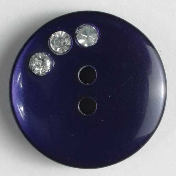 Kunststoffknopf mit Strass Größe 20 mm lila