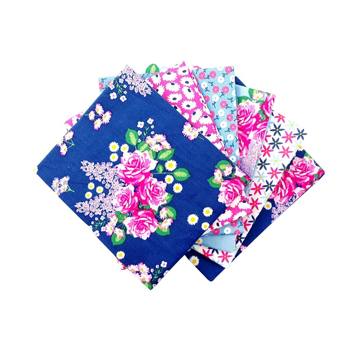 Craft Cotton Fat Quarter Set Summer Florals, 100% CO contains 5 pcs each approx. 45 x 55 cm (18 x 22 inch)