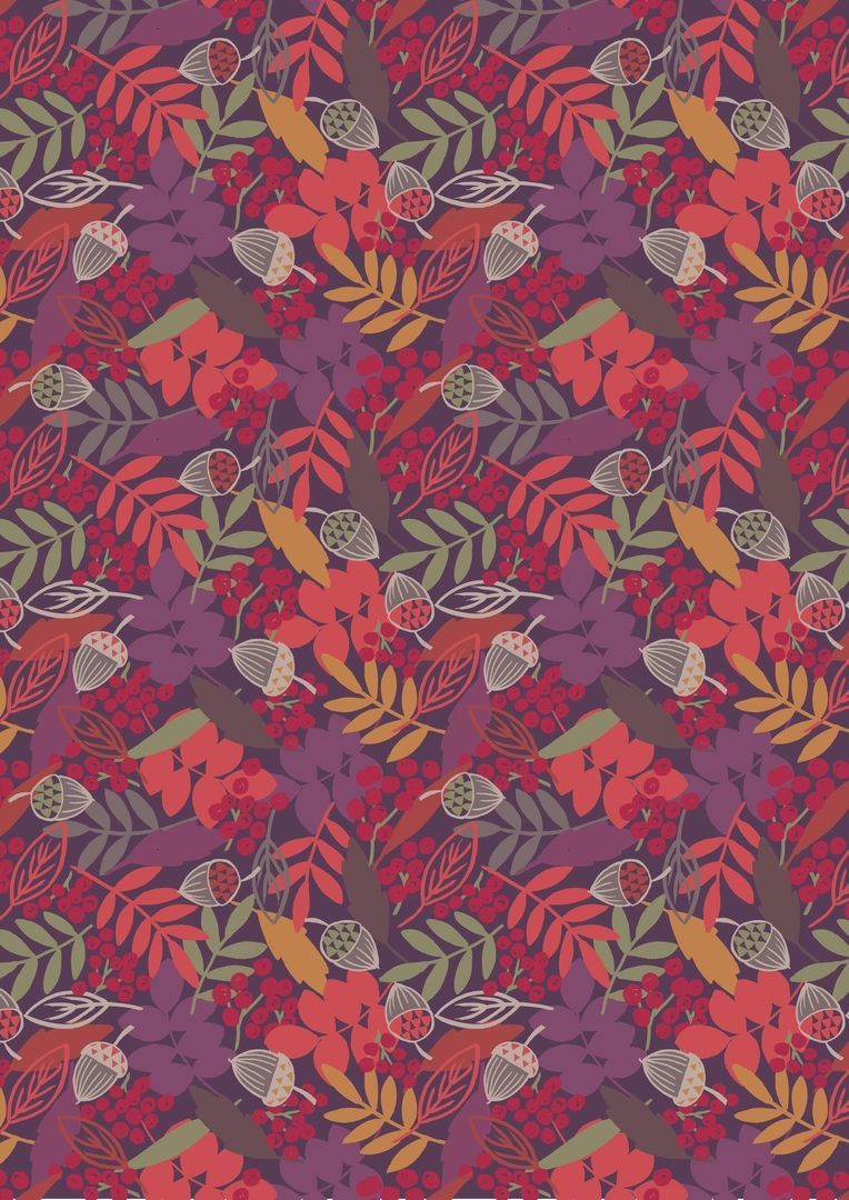 Lewis & Irene Autumn Fields Acorns & Leaves On Blackberry 112 cm breit, 100% Baumwolle Lewis & Irene Autumn Fields Acorns & Leaves On Blackberry 112 cm breit, 100% Baumwolle