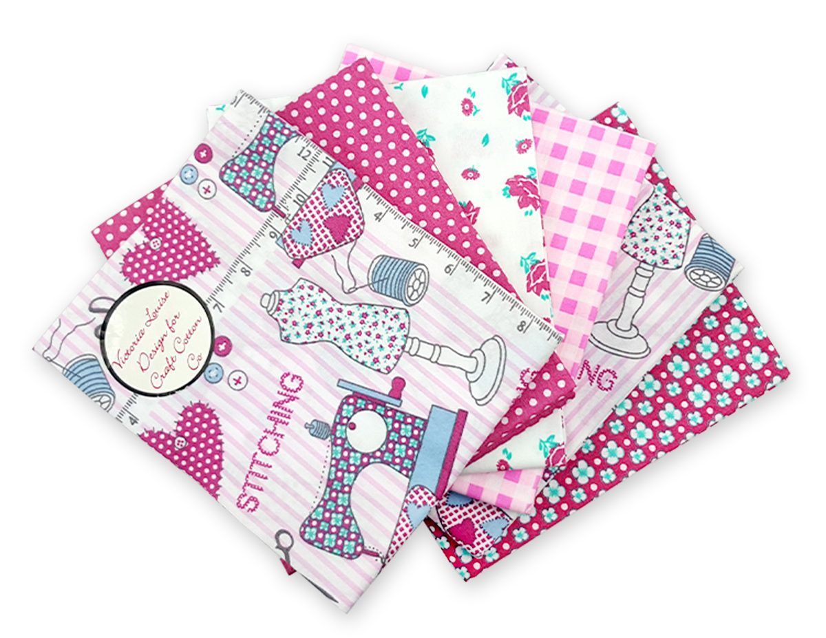 Craft Cotton Fat Quarter Set Just Sew, 100% CO contains 5 pcs each approx. 45 x 55 cm (18 x 22 inch)