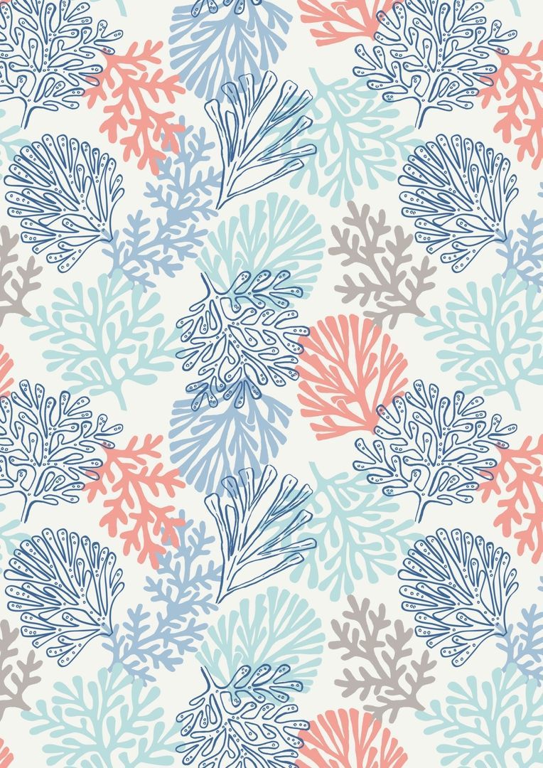 Lewis & Irene Coastal Sea Plants on White 10 m Ballen, 112 cm breit, 100 % Baumwolle