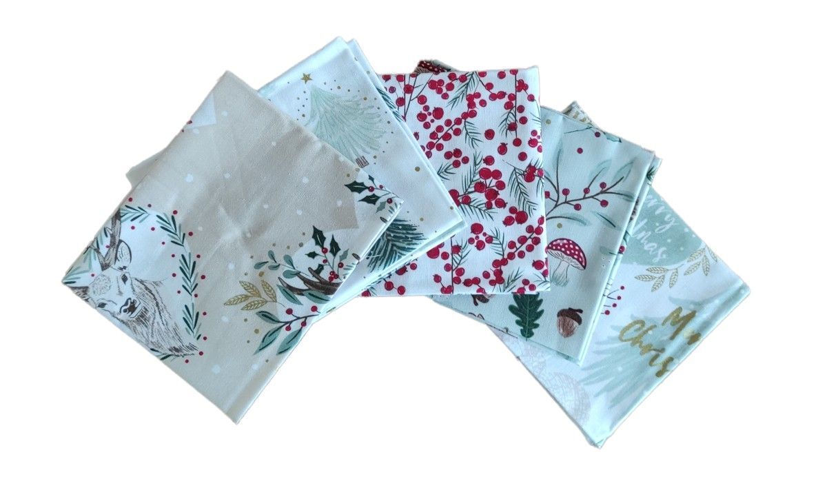 Fat Quarter In The Forest Stag 100% cotton, 5pcs each 18 x 22 inch(45x55cm)