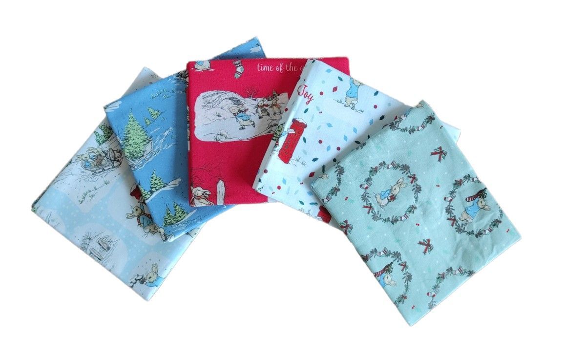 Fat Quarter Peter Rabbit The Most Wonderful Time Of The Year 100% cotton, 5pcs each 18 x 22 inch(45x55cm)