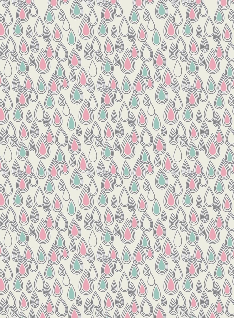 Lewis & Irene April Showers Raindrops on White 10 m Ballen, 112 cm breit, 100 % Baumwolle