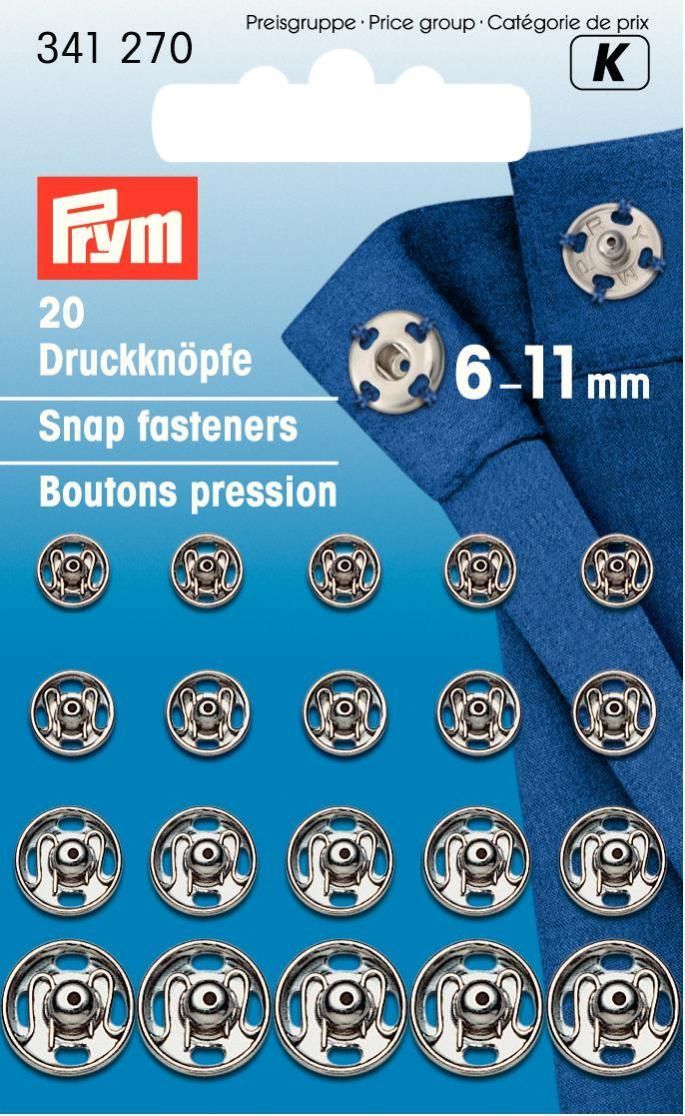 Annäh-Druckknöpfe MS 6-11mm silberfarbig 20St./Pckg VE 5 Annäh-Druckknöpfe MS 6-11mm silberfarbig 20St./Pckg VE 5