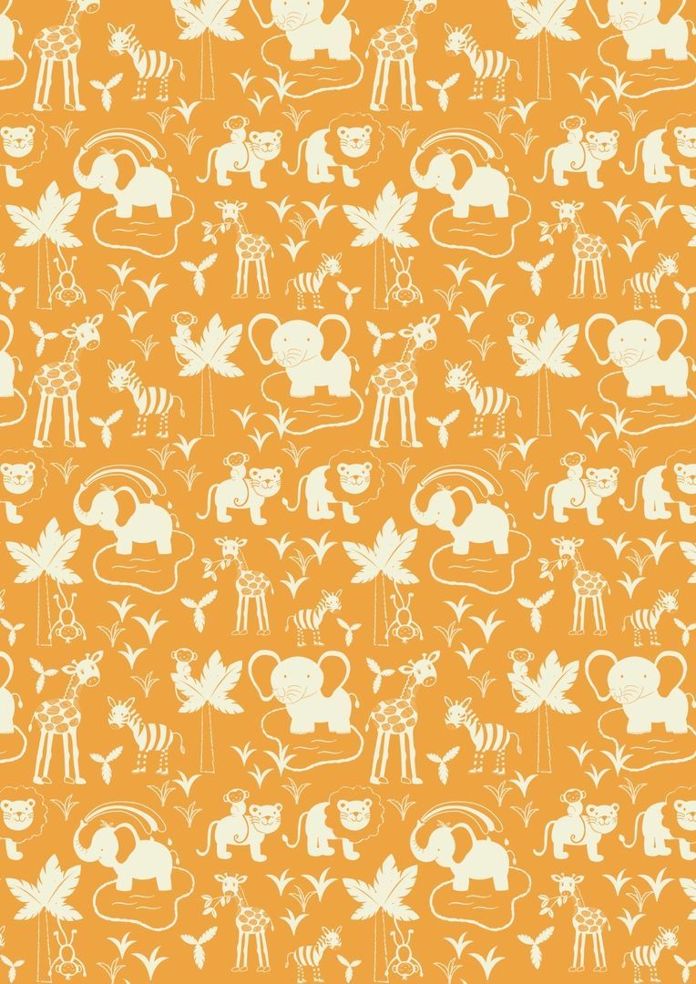 Lewis & Irene Safari Park Safari Safari Animals on Orange 112 cm wide, 100 % Cotton