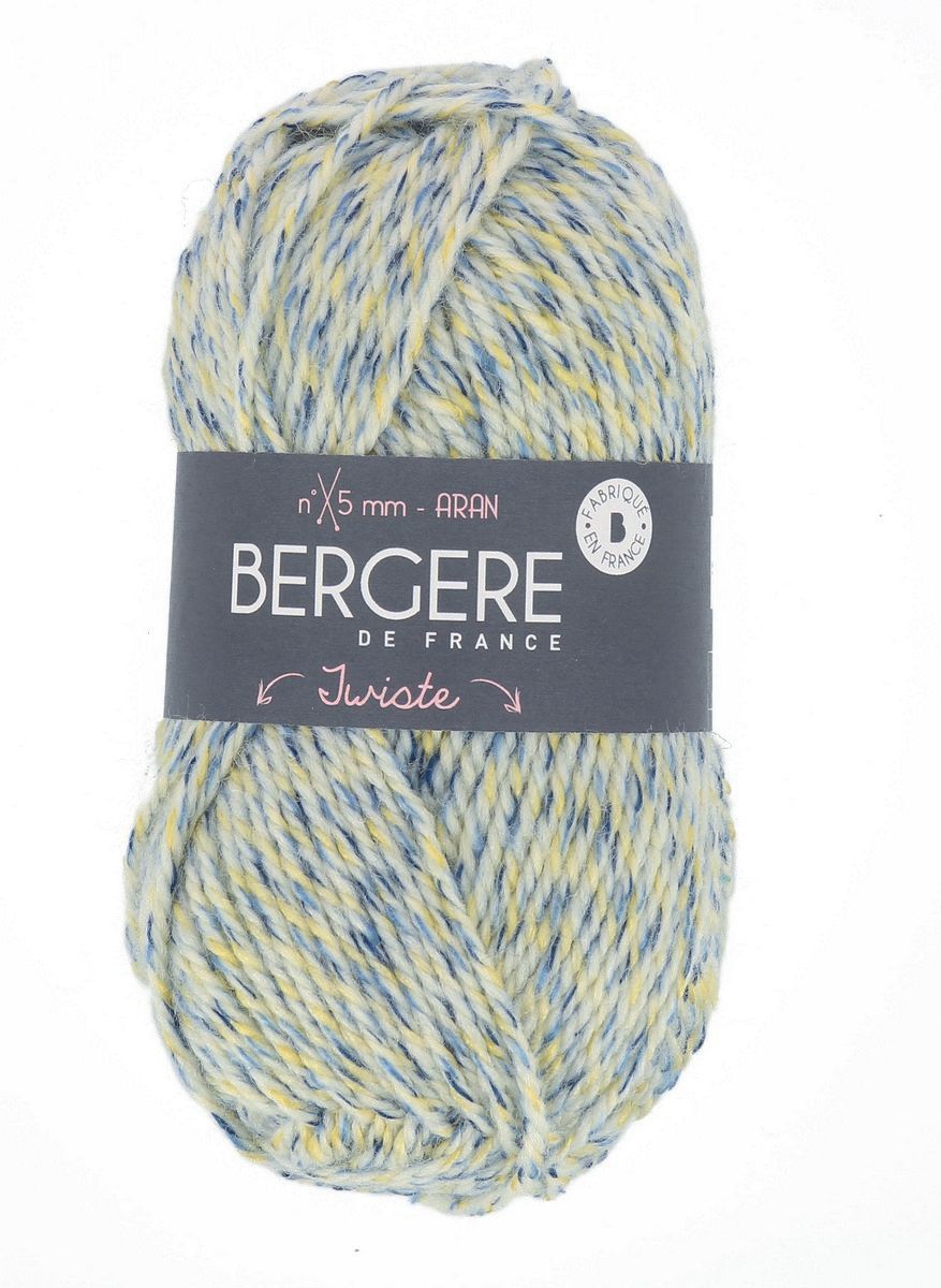 Bergere Twiste 52% Wool 48%  Polyacrylic 80m/50g,  Needles 5,0, col. Bleu/Jaune