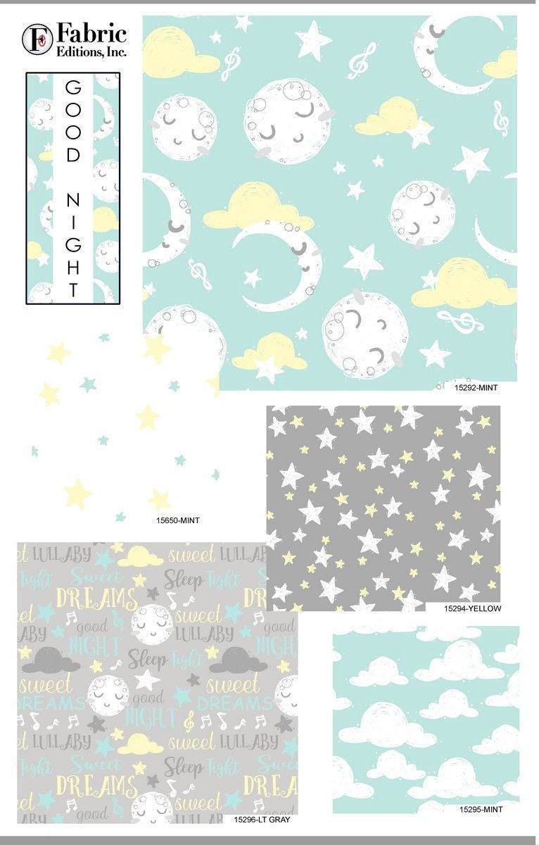 Fat Quarter Stoffpaket Goodnight, 100% CO 5 Stücke á  45 x 53 cm (18 x 21 inch)***