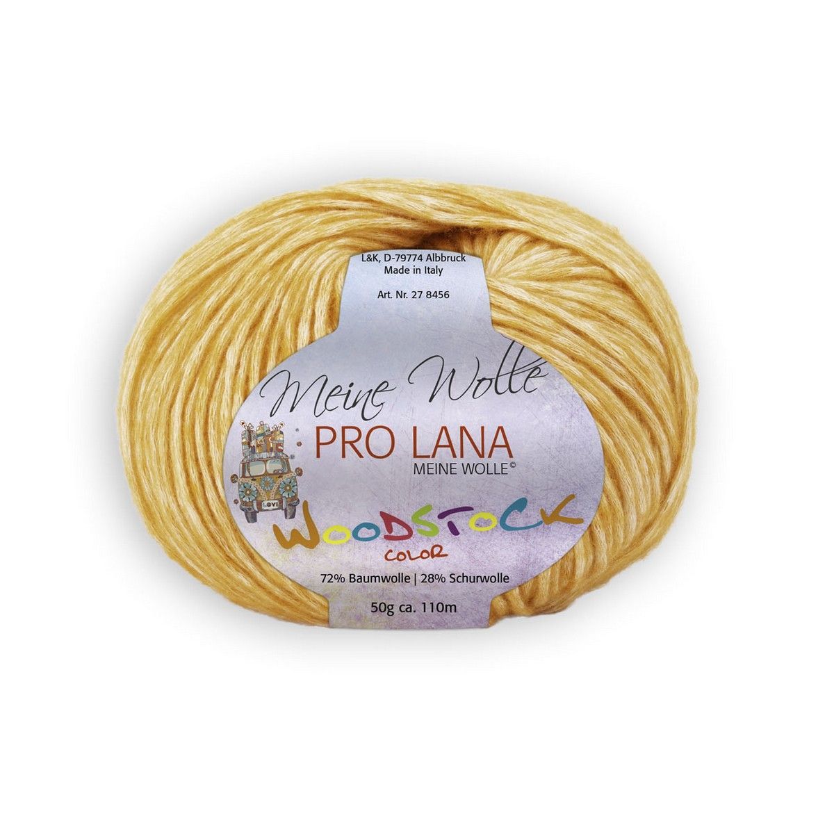 PRO LANA Woodstock, 72% Baumwolle, 28% Schurwolle 110m / 50g, Nadelstärke 4,5-5,5 Fb. 28