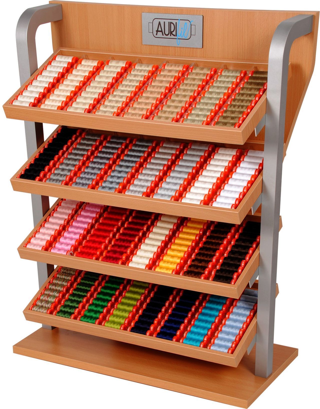 AURIfil Nähgarn Vaso Display, 100% CO 168 große Spulen in verschiedenen Farben