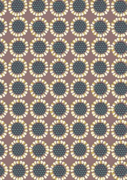 Lewis & Irene New Forest Brown Retro Flower 112 cm breit, 100% Baumwolle