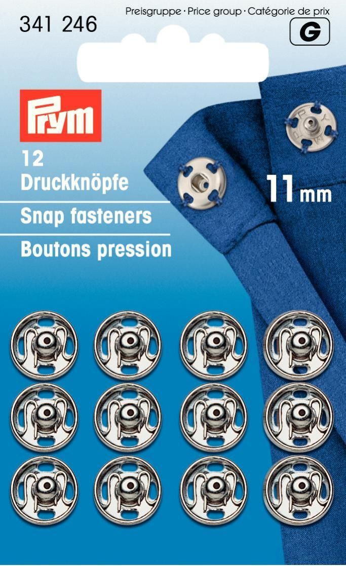Annäh-Druckknöpfe silberfarbig 11mm 12St.  VE5 Annäh-Druckknöpfe silberfarbig 11mm 12St.  VE5