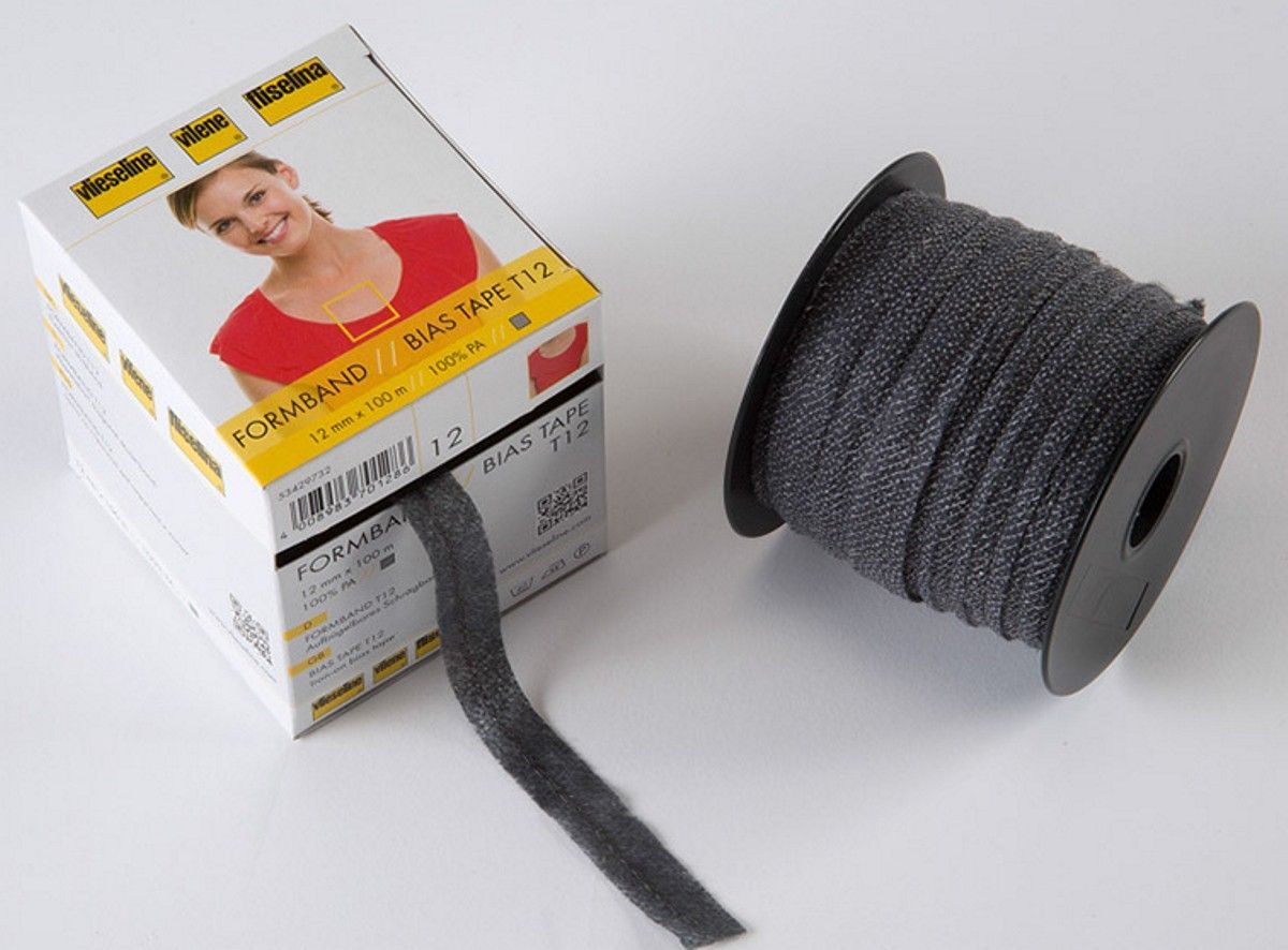 Iron-On Bias Tape, charcoal, 12mm 100m