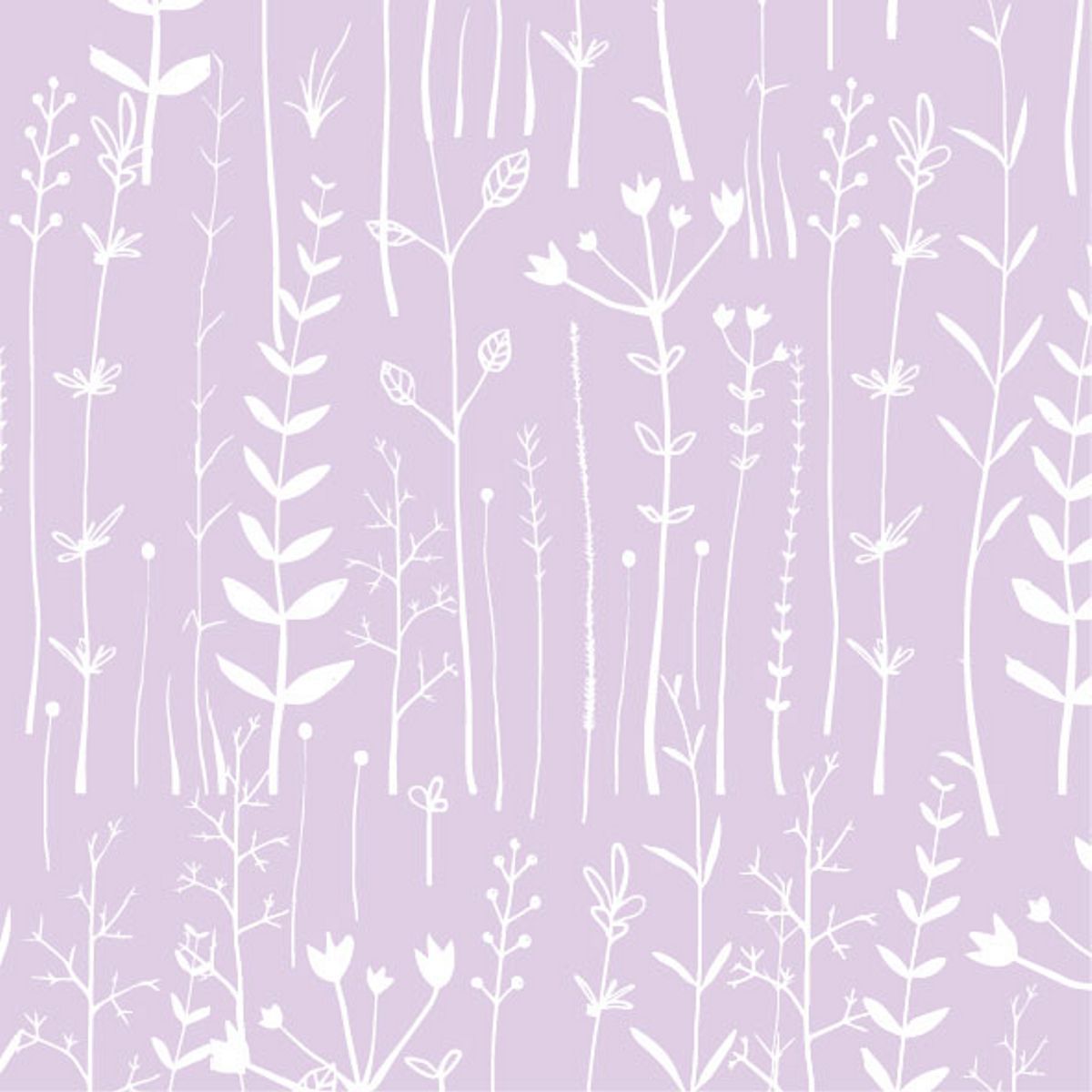 Cotton fabric Flora And Fauna - Lilac Stems width 44", 11 yd Bulk, 100% CO