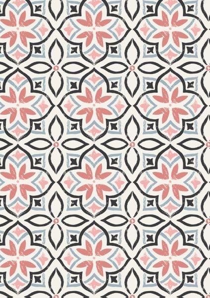 Lewis & Irene Marrakech Black Riad Tile 112 cm breit, 100% Baumwolle Lewis & Irene Marrakech Black Riad Tile 112 cm breit, 100% Baumwolle