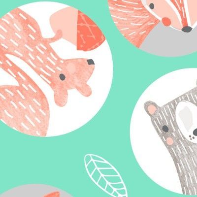 Craft Cotton Into The Woods Animals Jade, 100% CO*** ca. 1,12m (44 inch) breit, 10 m Ballen