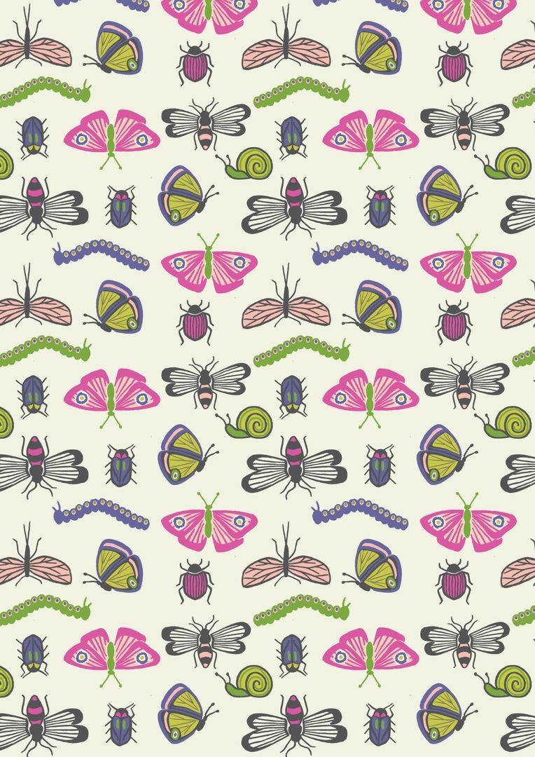 Lewis & Irene Our Friends in the Garden Bugs on Ivory 10 m Ballen, 112 cm breit, 100 % Baumwolle