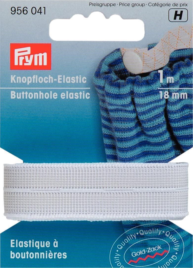 Knopfloch-Elastic glattes Band 18 mm weiß