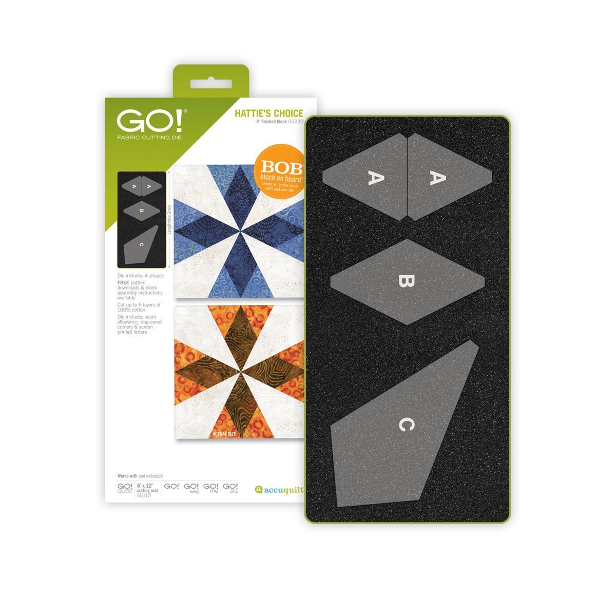 Accuquilt Stanzform Hatties Choice 8 inch zur Fertigung eines Blocks