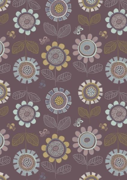 Lewis & Irene Honey Meadow Big Chocolate Flower 10 m Ballen, 112 cm breit, 100 % Baumwolle