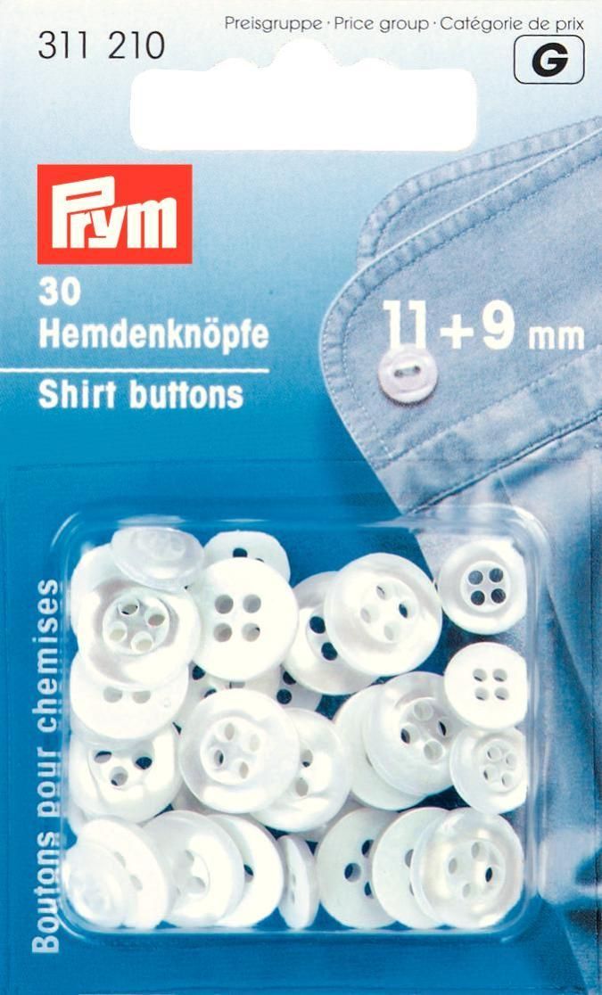 Hemdenknöpfe KST 11 + 9 mm perlmutt