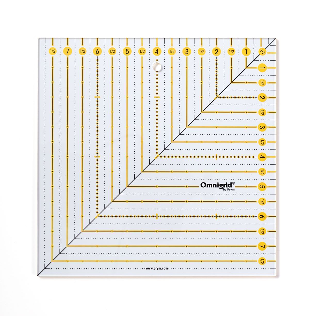 Prym Omnigrid Lineal Quadrat 8x8 inch  (20,32x20,32 cm) aus Kunststoff mit Anleitung