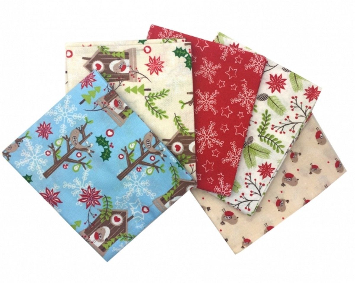 Craft Cotton-Craft Cotton Stoffpaket Christmas Birdhouse, 100% CO_46-216300_