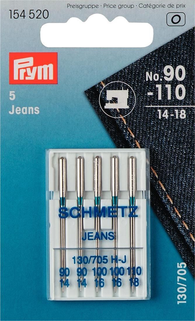 Prym Consumer Europe GmbH-Nähmaschinennadeln 130/705, JEANS 90-110; VE 10_365-154520_