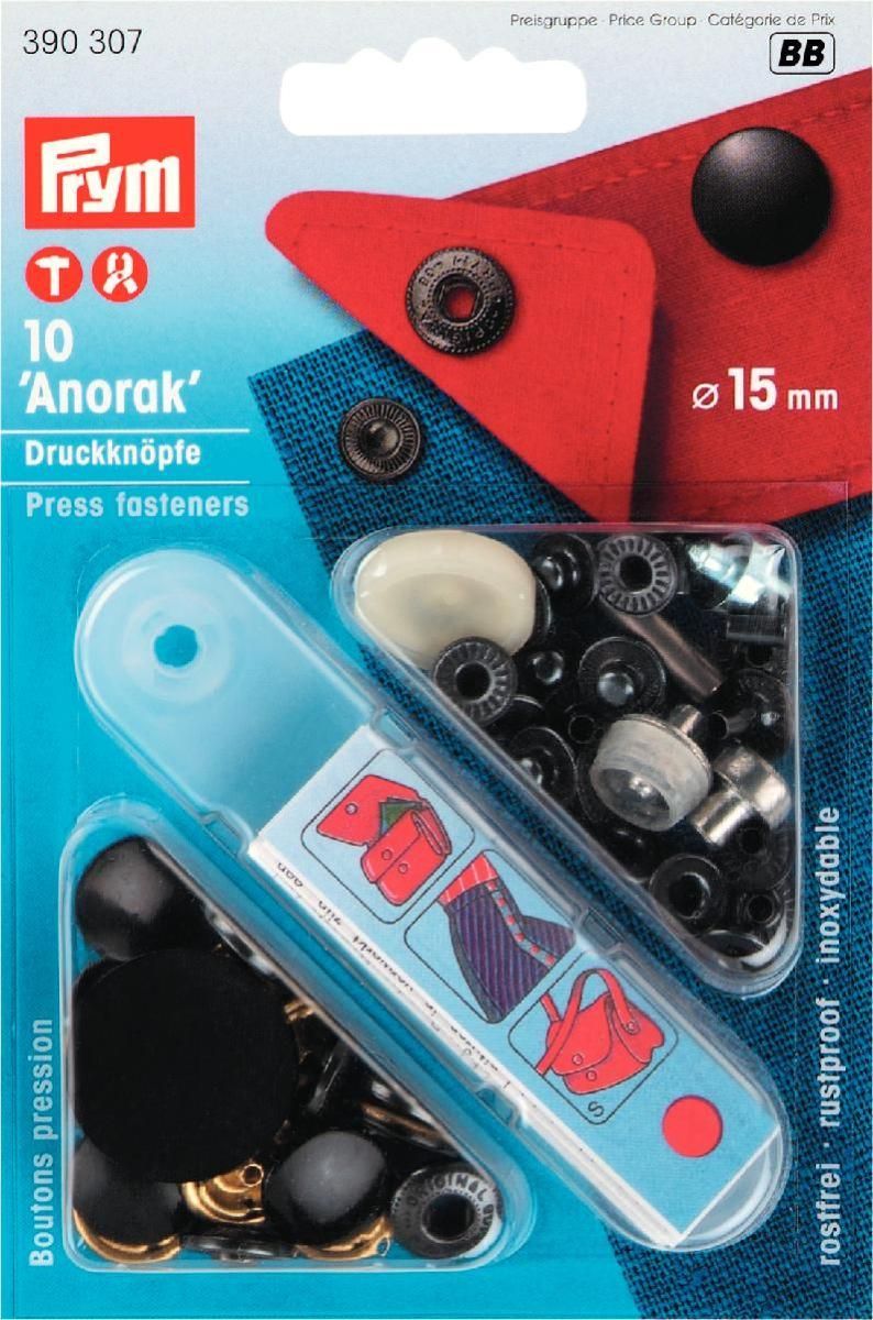 Prym Consumer Europe GmbH-NF-Druckknopf Anorak MS 15 mm schwarz_365-390307_