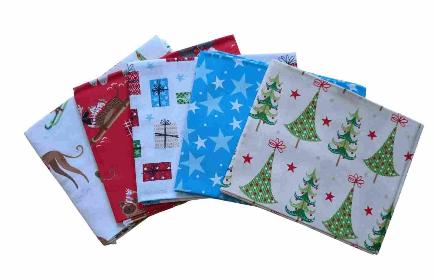 Visage Textiles Ltd-Fat Quarter Stoffpaket Doggie Christmas,100% CO_46-234300_
