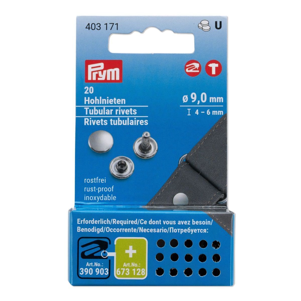 Prym tubular rivets MS 4-6mm clamping area Prym tubular rivets MS 4-6mm clamping area