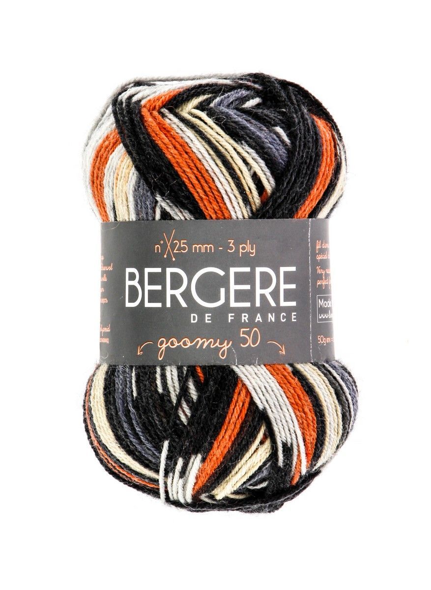 Bergere Goomy 50, 75% Virgin Wool, 25% Polyamide 185m/50g,  Needles 2,5, col. Imprim Acier Bergere Goomy 50, 75% Virgin Wool, 25% Polyamide 185m/50g,  Needles 2,5, col. Imprim Acier
