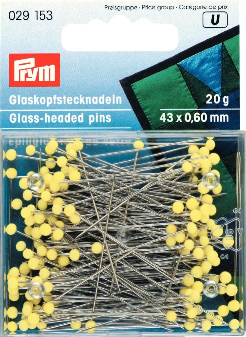 Glaskopfstecknadeln gelb extra lang VE5 43x0,6mm, 20g