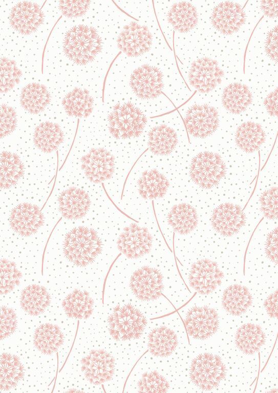 Lewis & Irene Make Another Wish Pink Dandelions 10 m Ballen, 112 cm breit, 100% Baumwolle