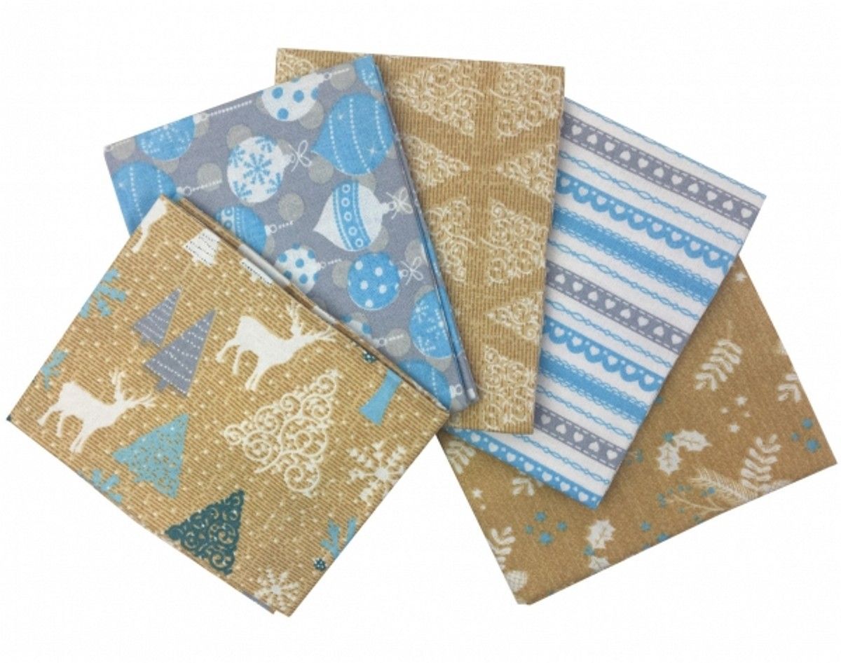 Craft Cotton Stoffpaket Nordic Trend Kraft, 100% CO enthält 5 Stücke á  ca. 45 x 55 cm (18 x 22 inch)***