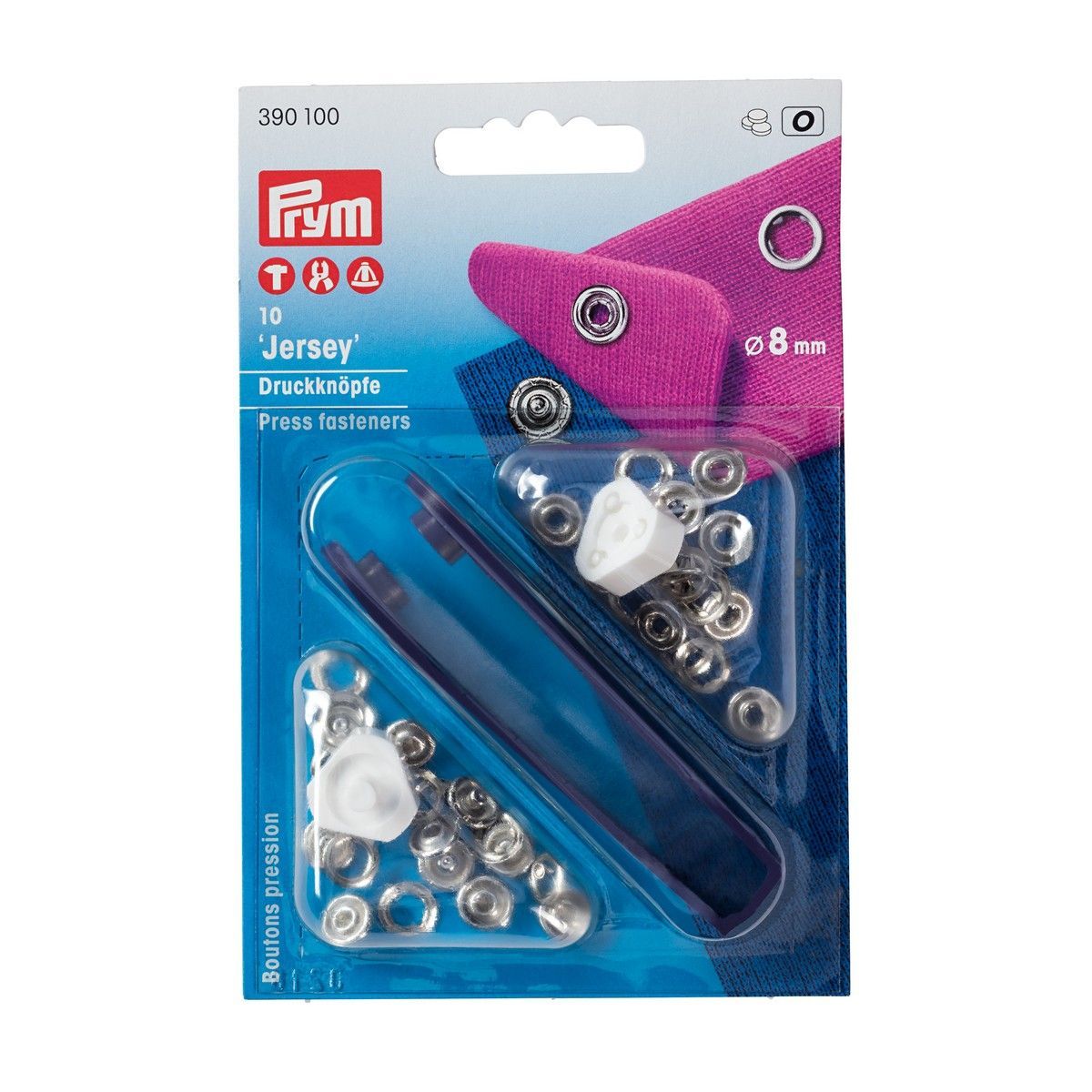 Prym Consumer Europe GmbH-Prym NF-Druckknopf Jersey MS 8 mm silberfarbig 10St_365-390100_