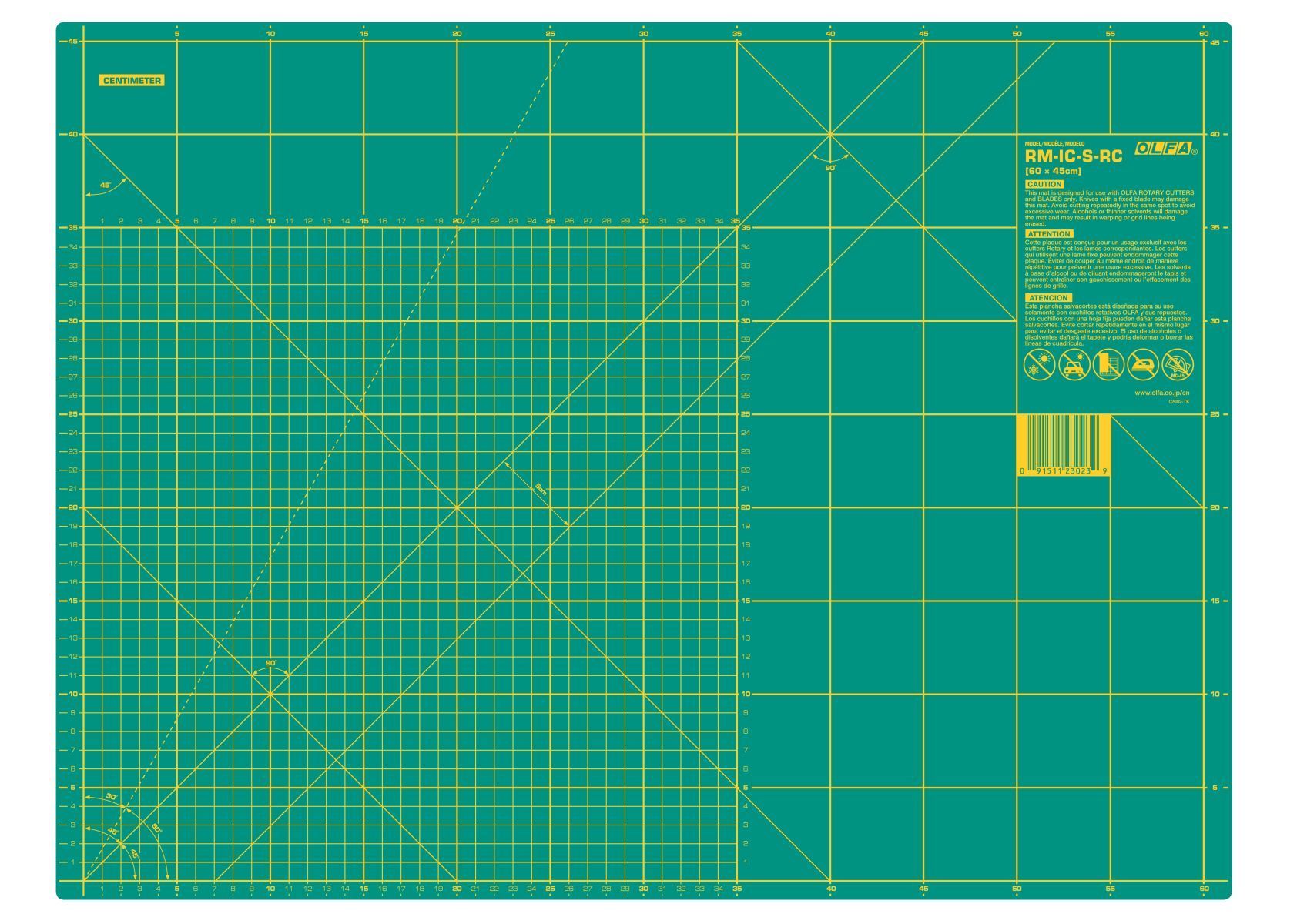 Olfa Cutting Mat with cm/inch-scale in different sizes, DEHP-free