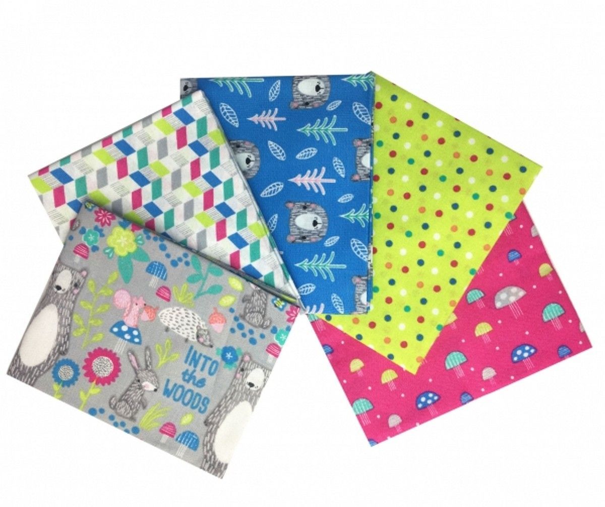 Craft Cotton Stoffpaket Into The Woods Grey, 100% CO enthält 5 Stücke á  ca. 45 x 55 cm (18 x 22 inch)