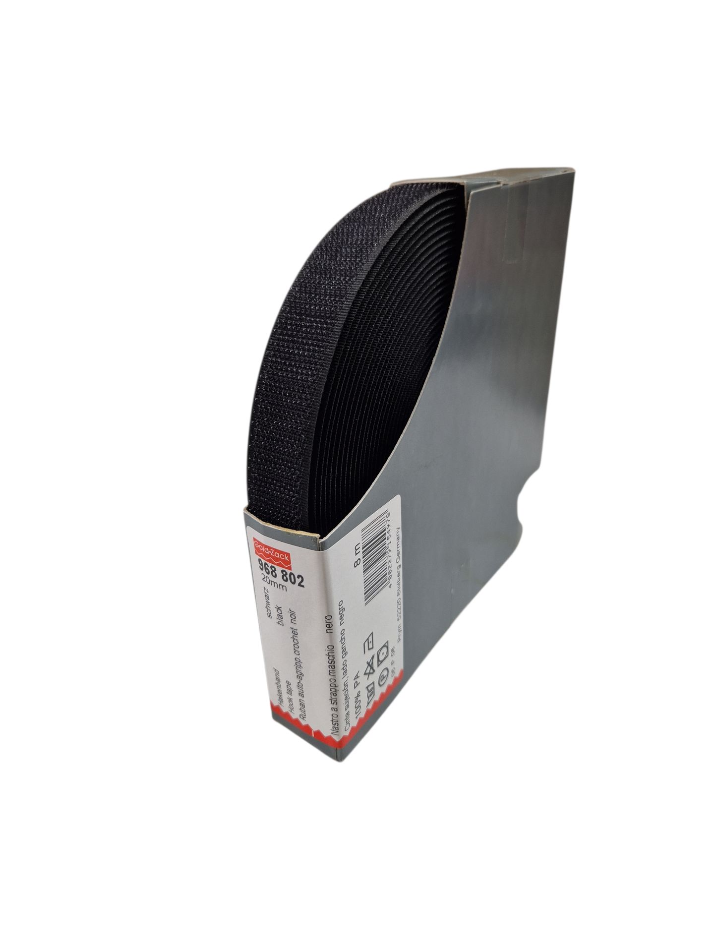 Hakenband zum Annähen 20 mm schwarz 8m