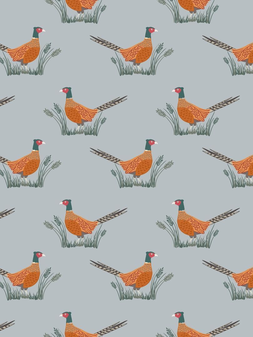 Lewis & Irene Ltd.-Lewis & Irene Country Life Friendly Pheasant On Country Blue_36-A091-1_
