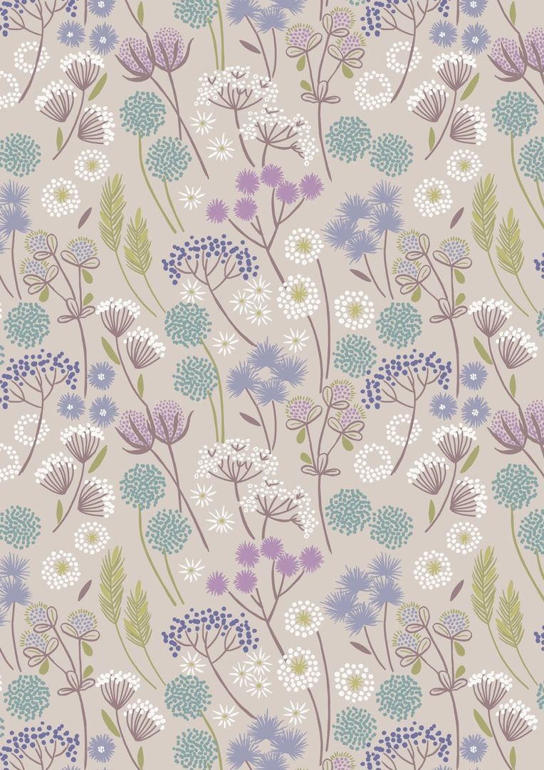 Lewis & Irene Make A Wish Hedgerow Flowers on Cream Tea 10 m Ballen, 112 cm breit, 100 % Baumwolle