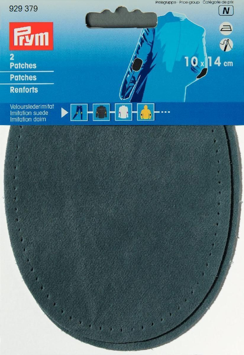 Prym Patches Velourslederimitat aufbügelbar 10x14cm mittelblau, 2St