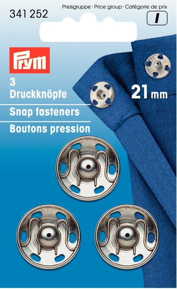 Annäh-Druckknöpfe MS silberfarbig 21 mm VE5 Annäh-Druckknöpfe MS silberfarbig 21 mm VE5