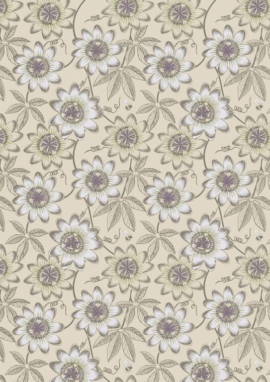 Lewis & Irene The Botanist Natural Passion Flower 10 m Ballen, 112 cm breit, 100% Baumwolle