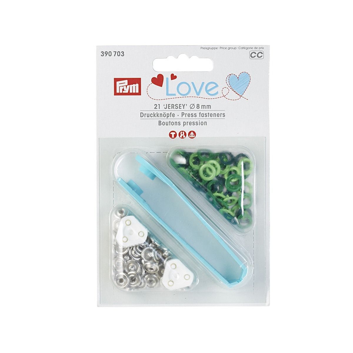 Prym Consumer Europe GmbH-PL Druckknopf Jersey Color MS 8 mm grün 21St_365-390703_
