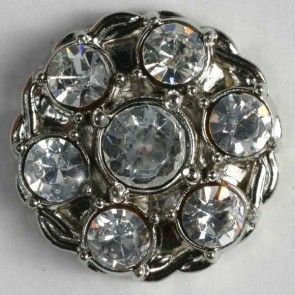 Kunststoffknopf mit Strass Größe 23 mm silber