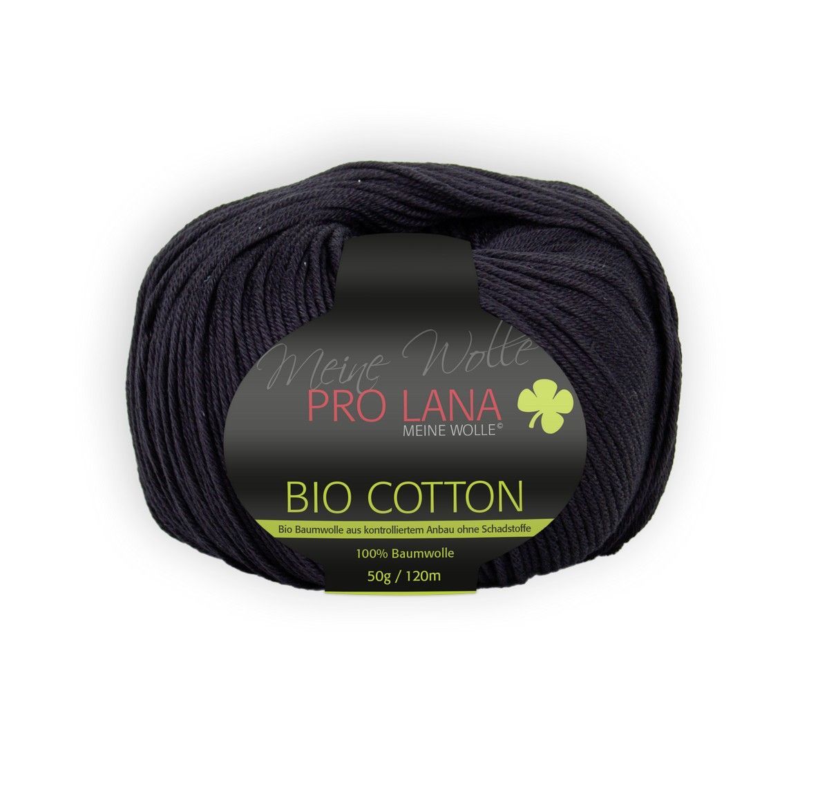 PRO LANA Bio Cotton, 100% Baumwolle 120m / 50g, Nadelstärke 3,5-4,5, Fb. 99 schwarz