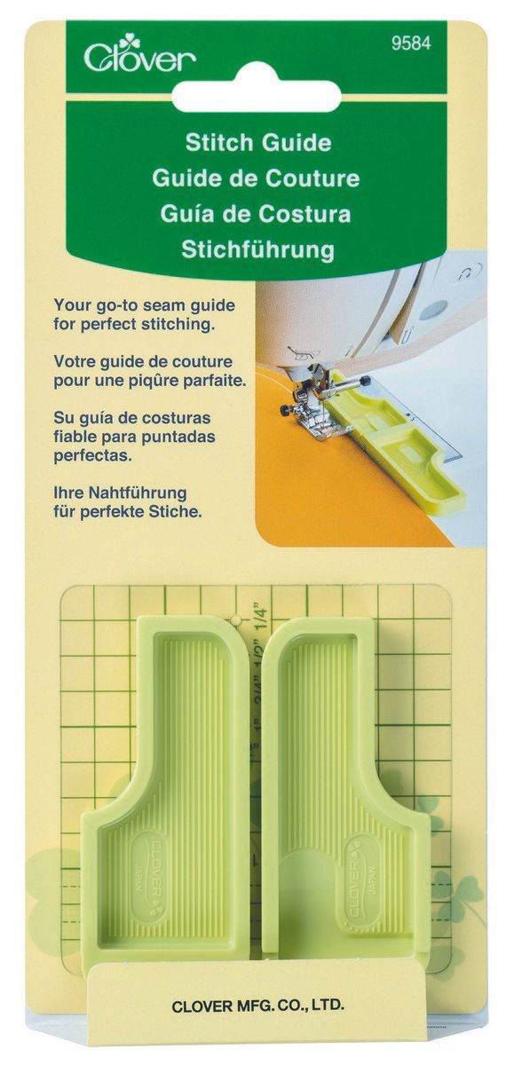 Clover Stichführung hellgelb mit Positionierungsschablone und Angaben in Zoll - VE3 Clover Stichführung hellgelb mit Positionierungsschablone und Angaben in Zoll - VE3